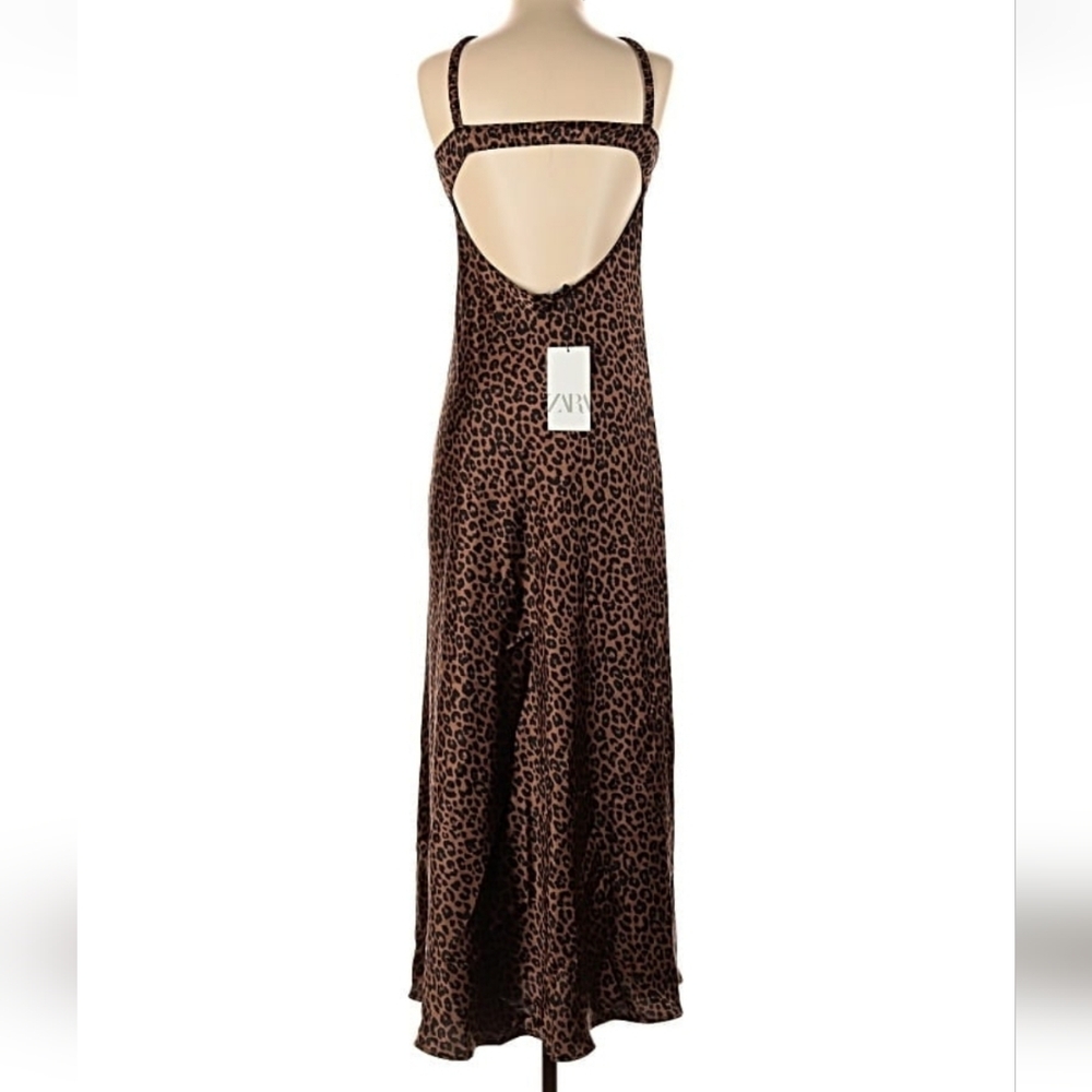 NWT Zara Satin Leopard Animal Print Midi Slip Dress Size S - Picture 16 of 16